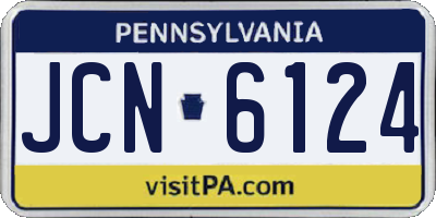 PA license plate JCN6124
