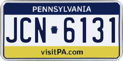 PA license plate JCN6131