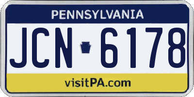 PA license plate JCN6178