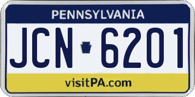 PA license plate JCN6201