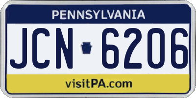 PA license plate JCN6206