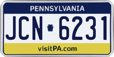 PA license plate JCN6231