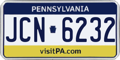 PA license plate JCN6232