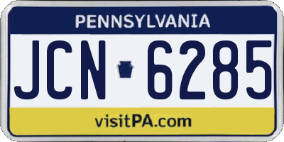 PA license plate JCN6285