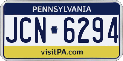 PA license plate JCN6294