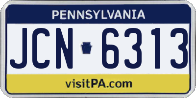 PA license plate JCN6313