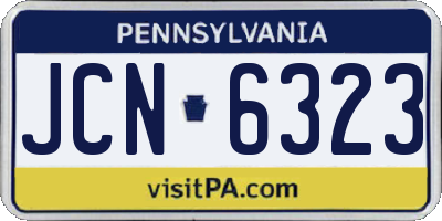 PA license plate JCN6323