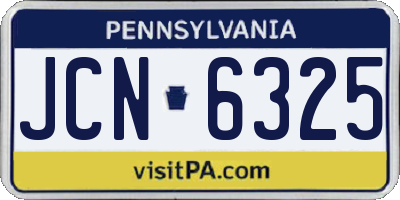 PA license plate JCN6325