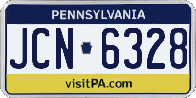 PA license plate JCN6328