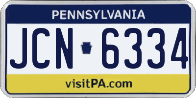 PA license plate JCN6334