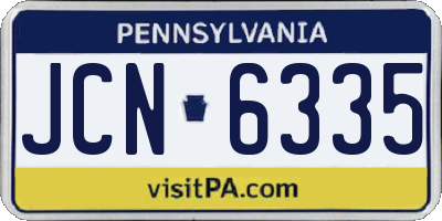 PA license plate JCN6335