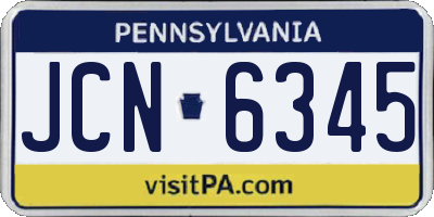 PA license plate JCN6345