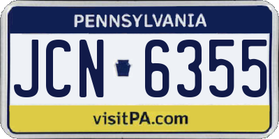 PA license plate JCN6355