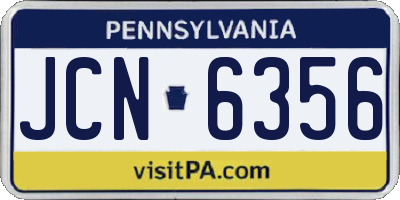 PA license plate JCN6356