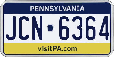 PA license plate JCN6364