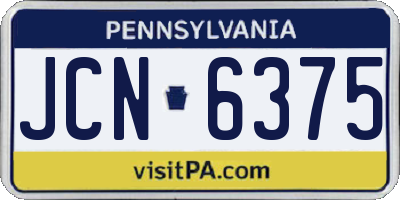 PA license plate JCN6375