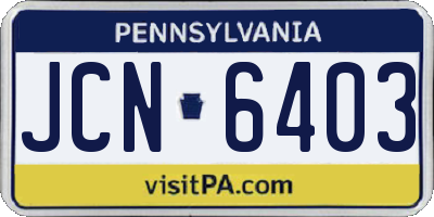 PA license plate JCN6403