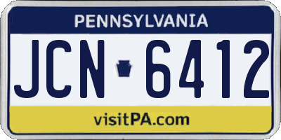 PA license plate JCN6412