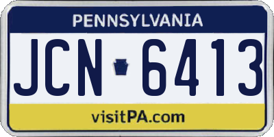PA license plate JCN6413