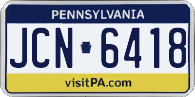 PA license plate JCN6418