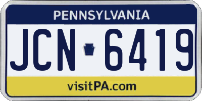 PA license plate JCN6419