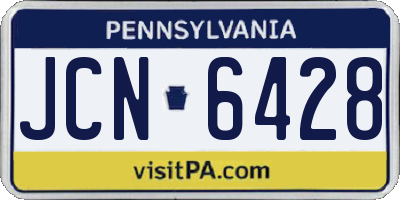 PA license plate JCN6428