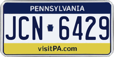 PA license plate JCN6429