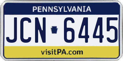 PA license plate JCN6445