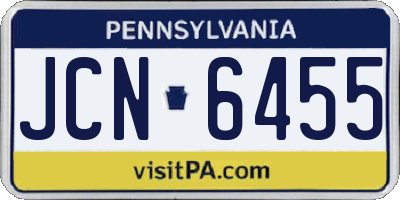 PA license plate JCN6455