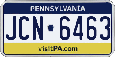 PA license plate JCN6463