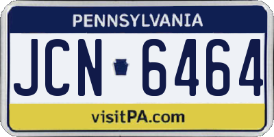 PA license plate JCN6464