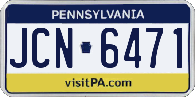 PA license plate JCN6471