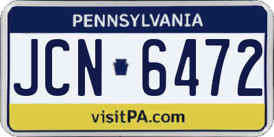 PA license plate JCN6472