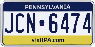 PA license plate JCN6474
