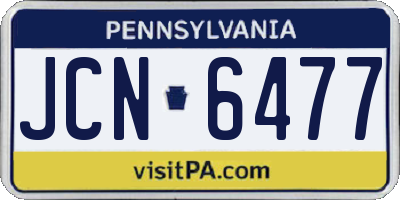 PA license plate JCN6477