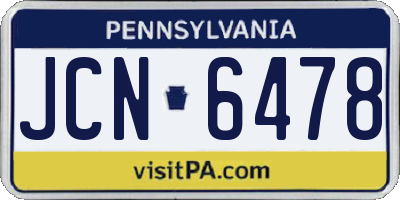 PA license plate JCN6478