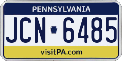 PA license plate JCN6485