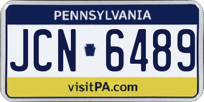 PA license plate JCN6489