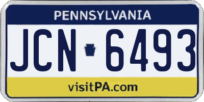 PA license plate JCN6493