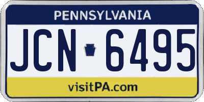 PA license plate JCN6495