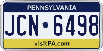 PA license plate JCN6498