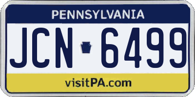 PA license plate JCN6499