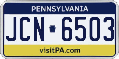 PA license plate JCN6503