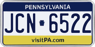 PA license plate JCN6522