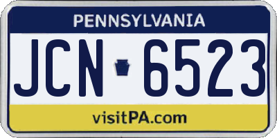 PA license plate JCN6523