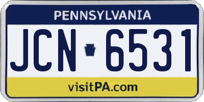 PA license plate JCN6531