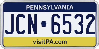 PA license plate JCN6532