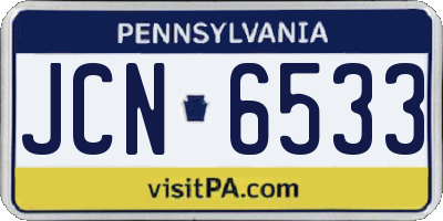 PA license plate JCN6533