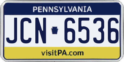 PA license plate JCN6536