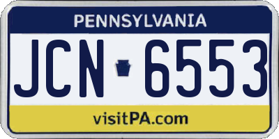 PA license plate JCN6553